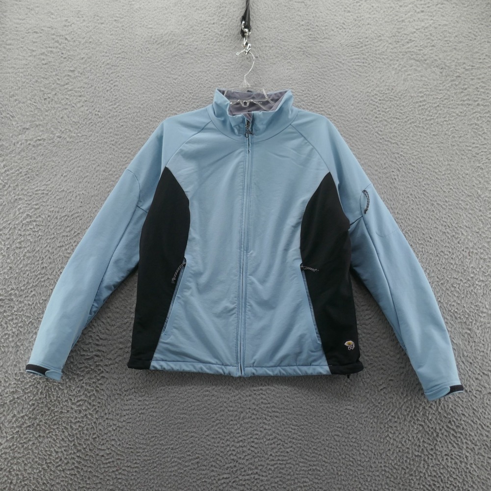 Mountain Hardwear Women Solamere Soft Shell Jacket Large Blue Black Fleece Lineg
